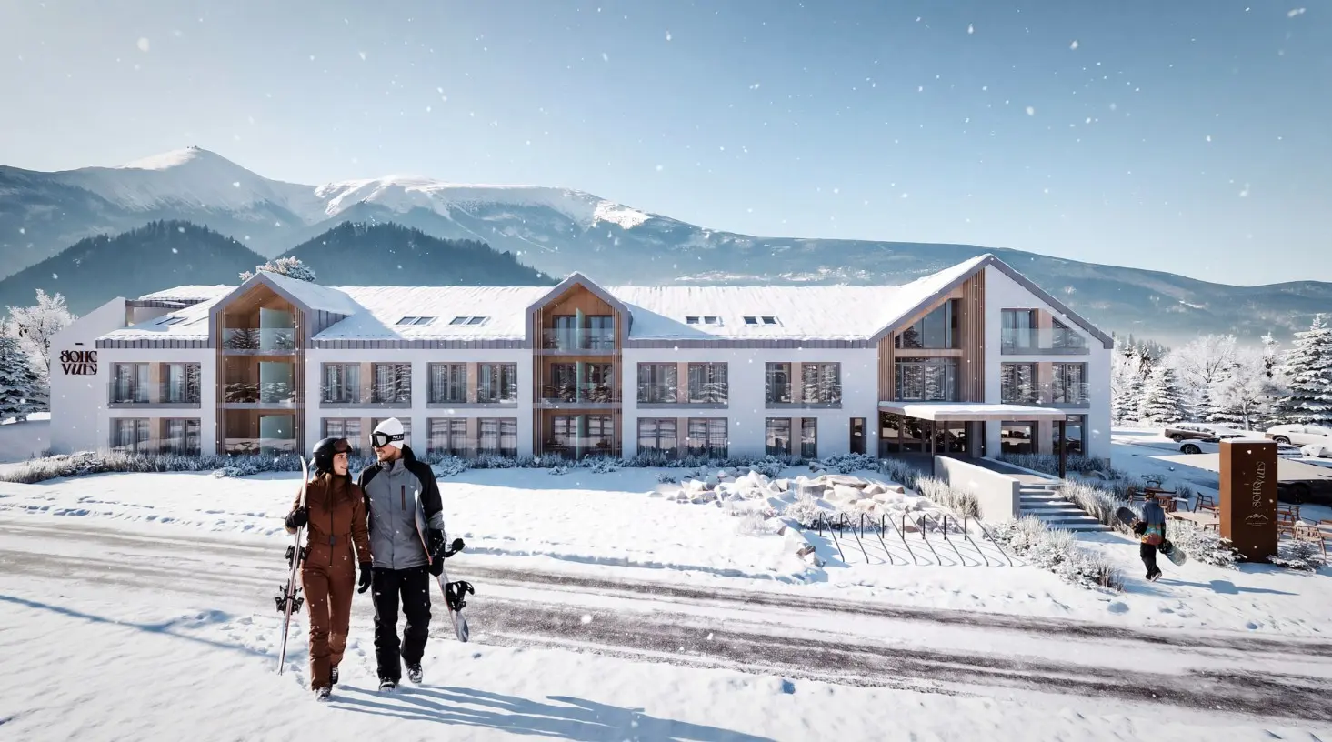 Zimowy front resortu - wizualizacja SOHO VUE